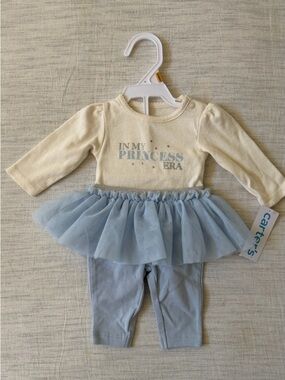 Carter’s In My Princess Era blue and cream ballerina matching set - NWT
